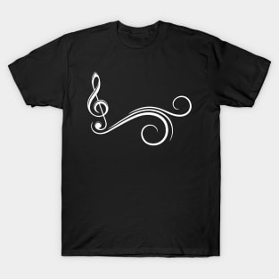 treble clef white filigree T-Shirt